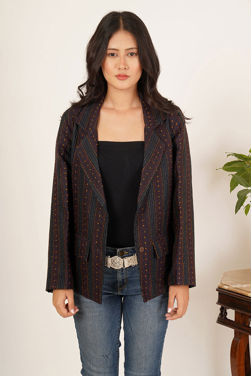 BLACK KANTHA JACKET..