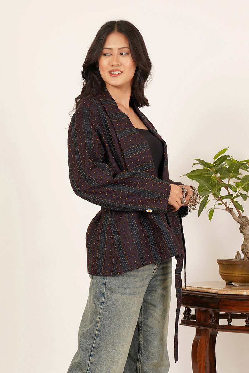 BLACK KANTHA JACKET.