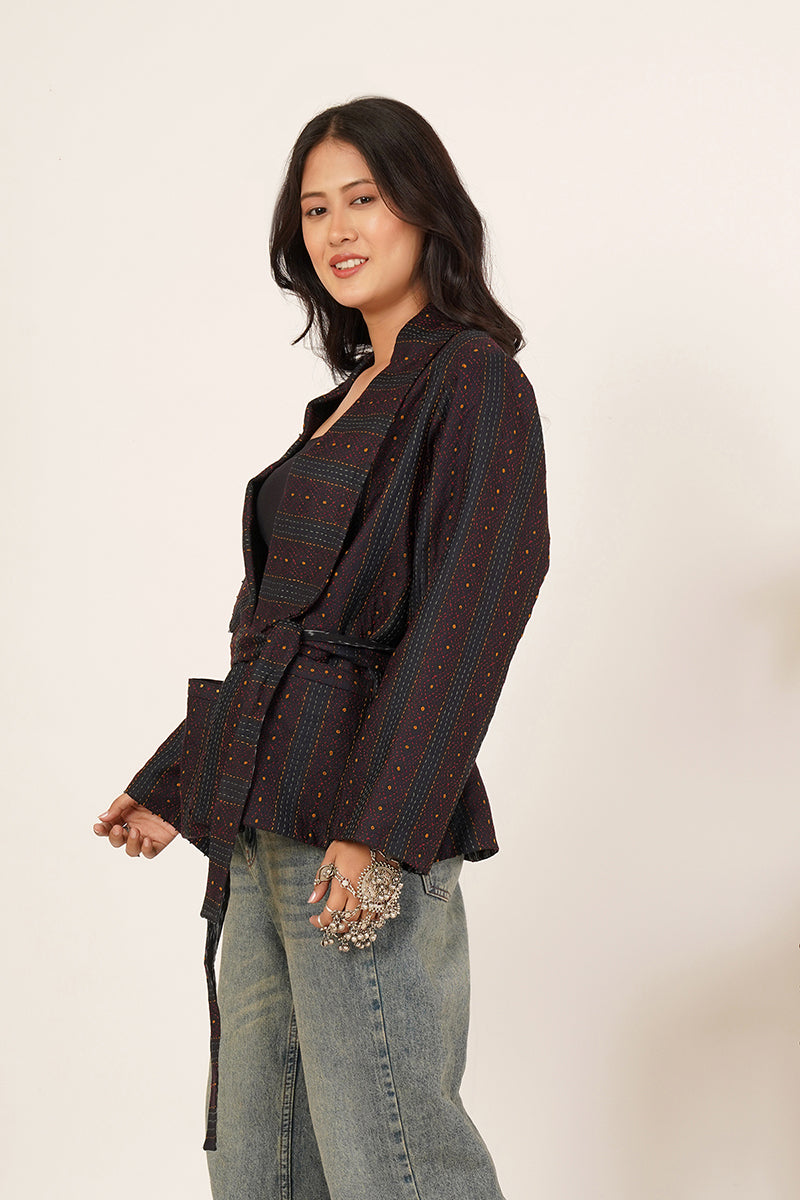 BLACK KANTHA JACKET.