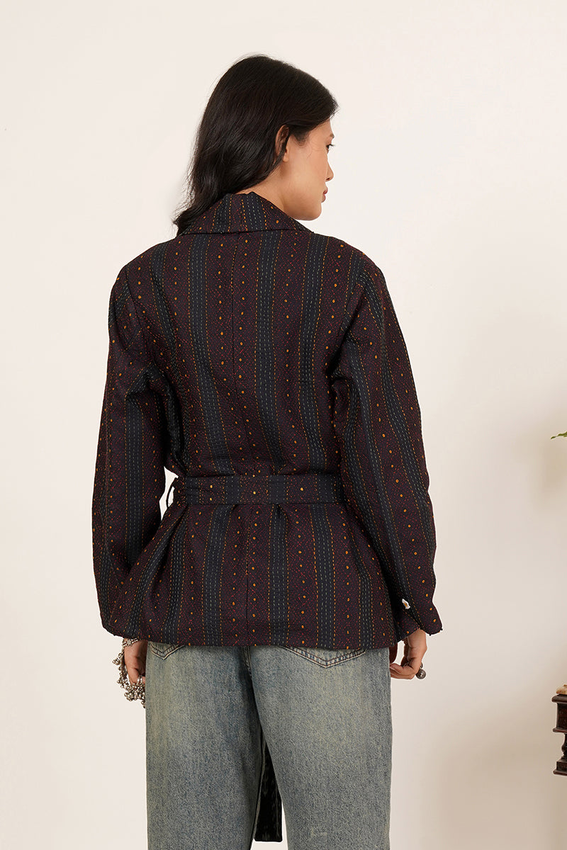 BLACK KANTHA JACKET.
