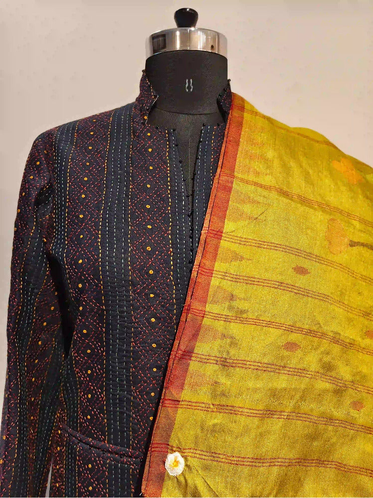 Mustard Yellow Assam Silk Dupatta