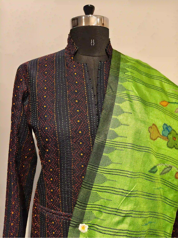 Green Assam Silk Dupatta