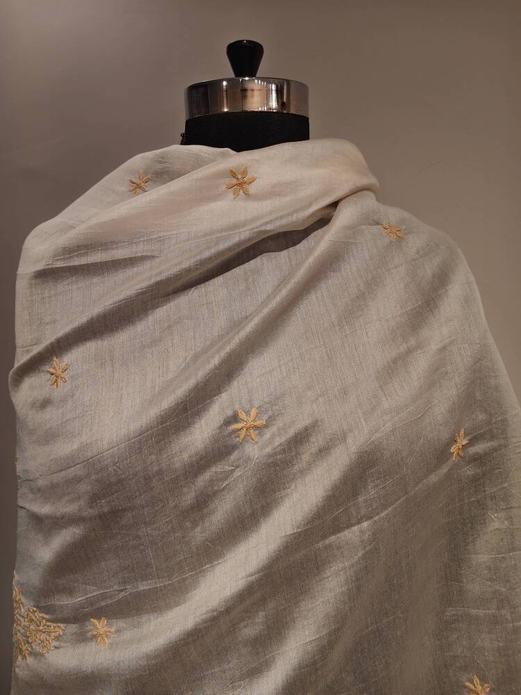 Off White Beige Chikankari Dupatta