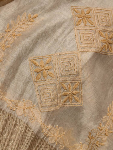 White Tonal Chikankari Dupatta