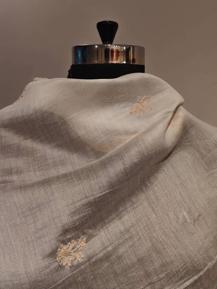 White Tonal Chikankari Dupatta