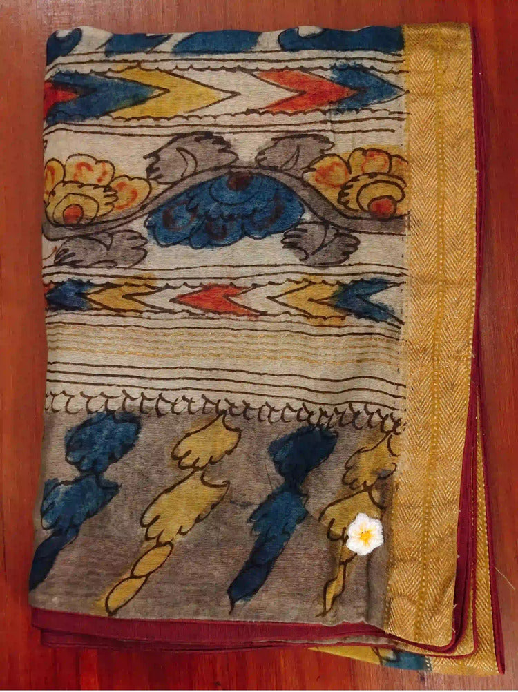 Teal Blue Kalamkari Dupatta