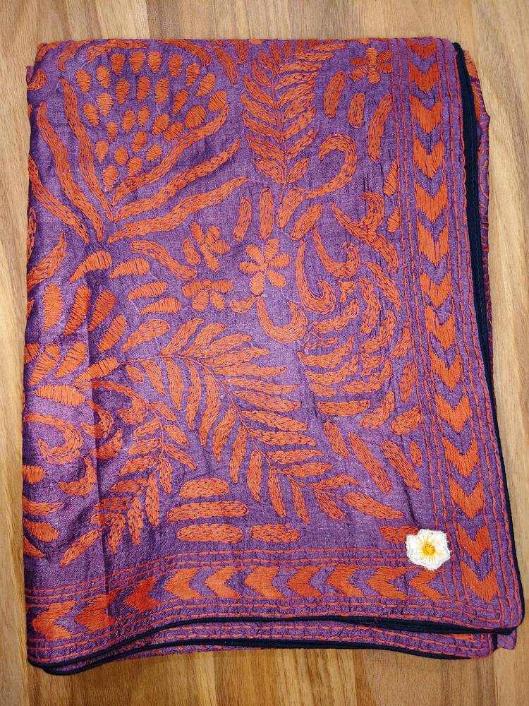 Purple Silk Kantha Dupatta