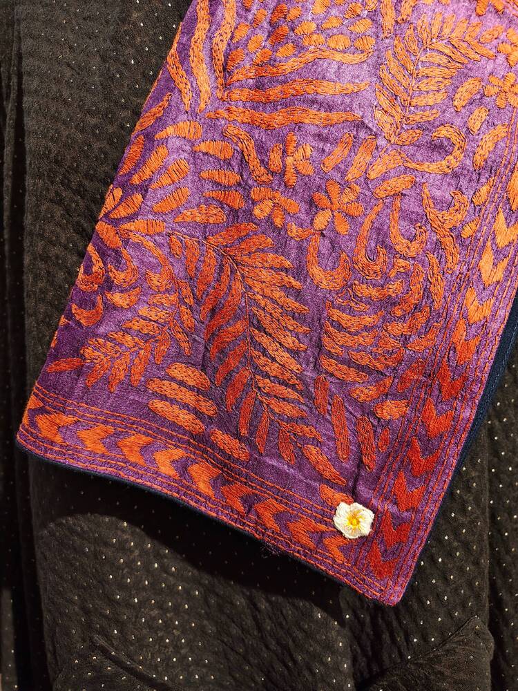 Purple Silk Kantha Dupatta