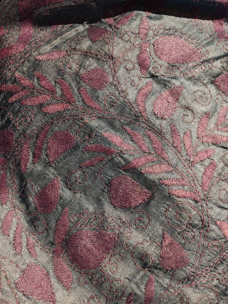 Teal Blue Silk Kantha Dupatta
