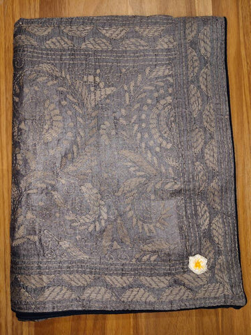 Grey Silk Kantha Dupatta