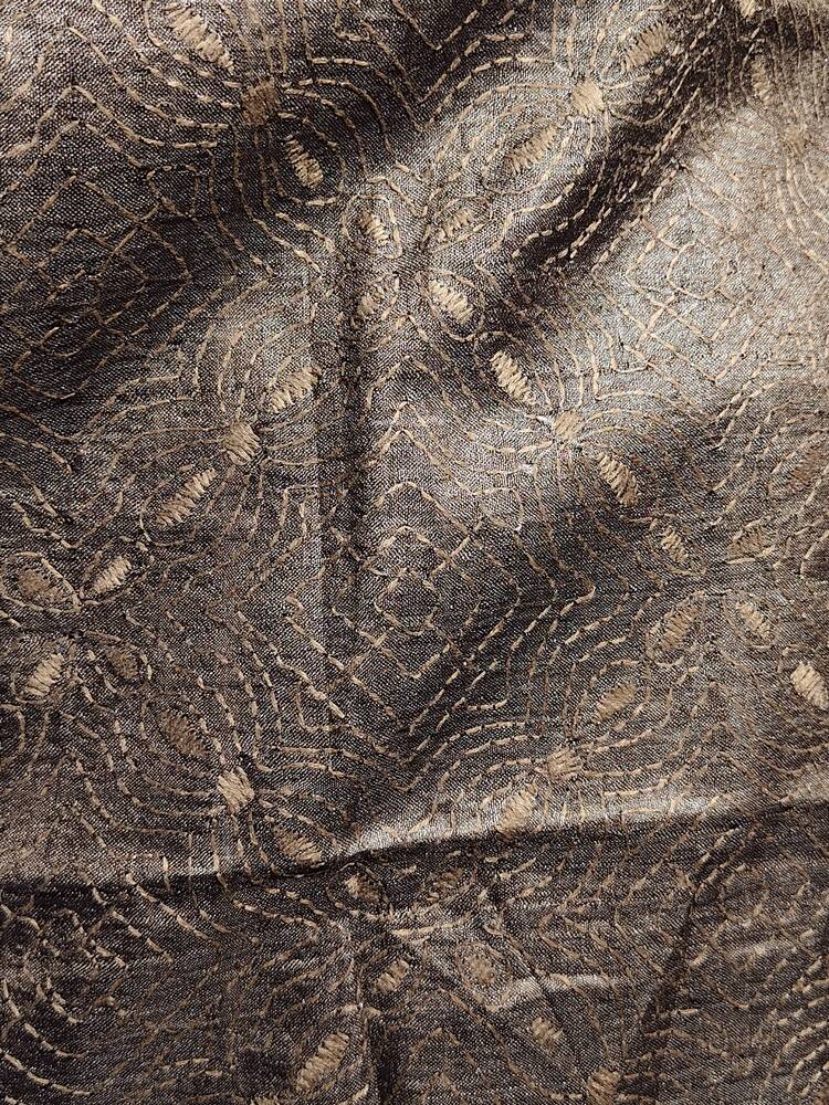Grey Silk Kantha Dupatta