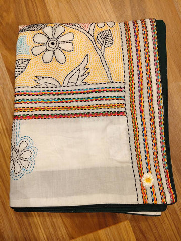 White Kantha Dupatta