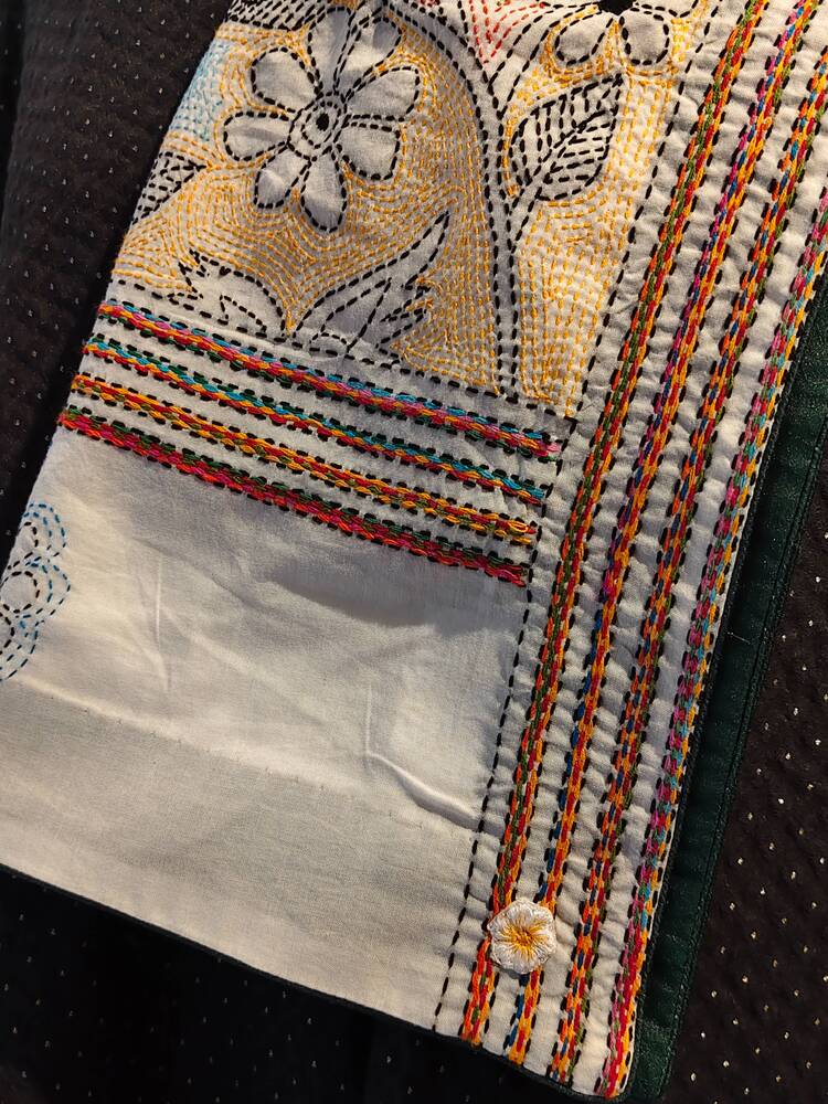 White Kantha Dupatta