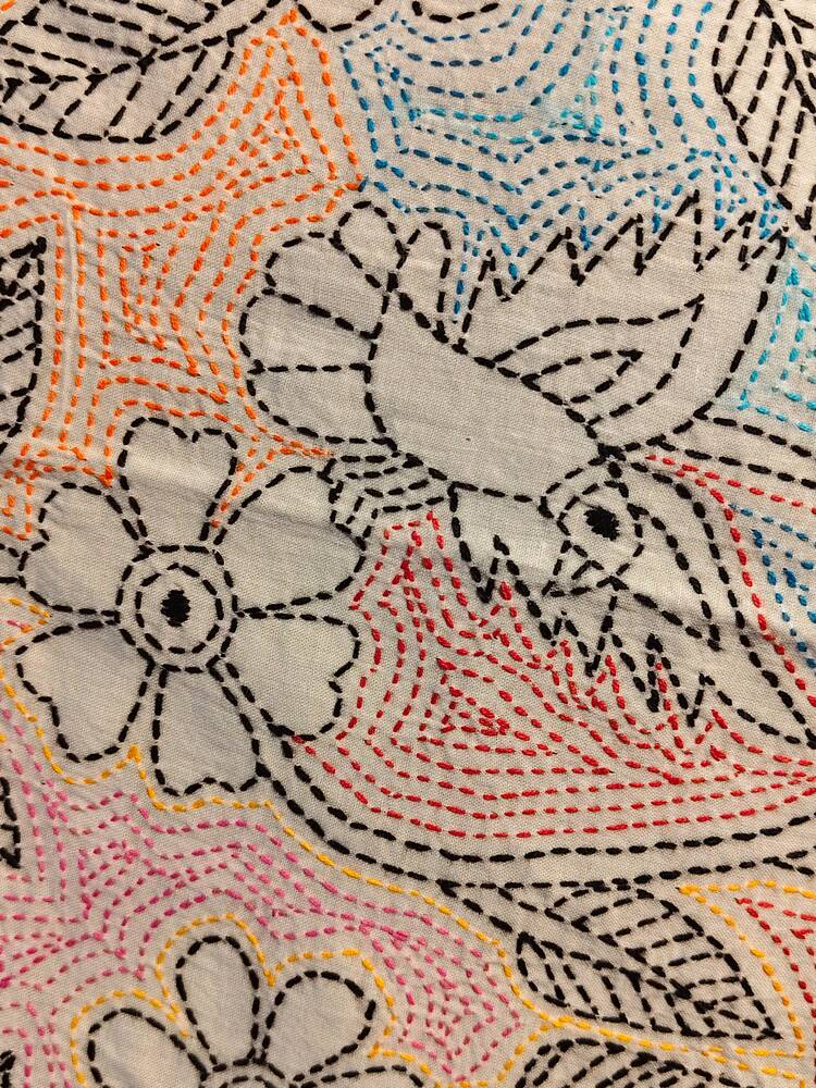 White Kantha Dupatta