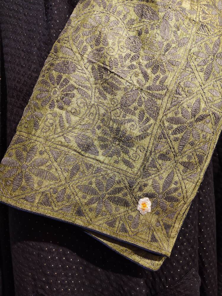 Green Silk Kantha Dupatta