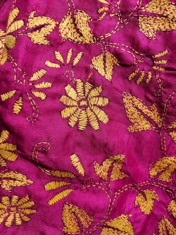 Pink Silk Kantha Dupatta
