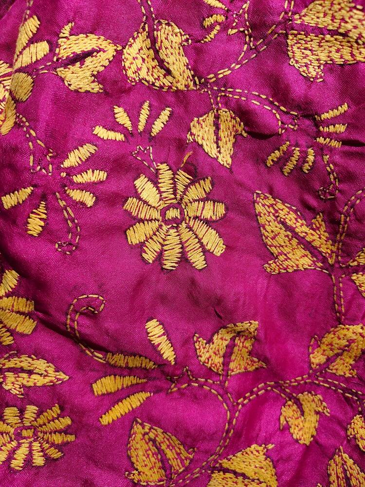 Pink Silk Kantha Dupatta