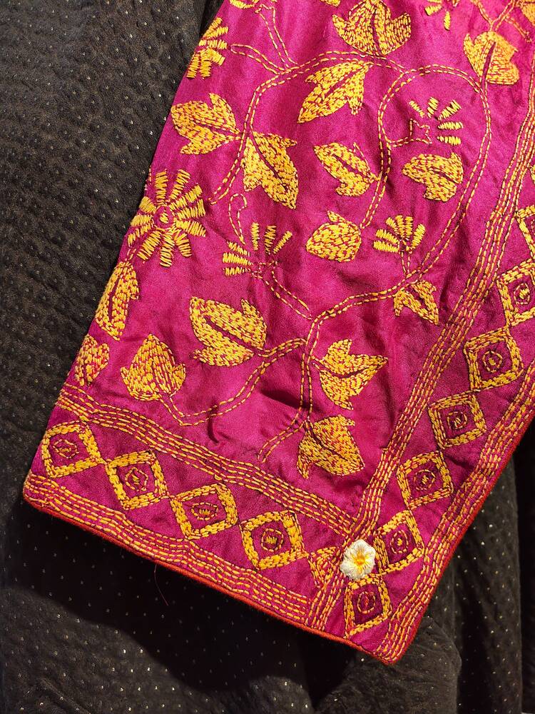 Pink Silk Kantha Dupatta