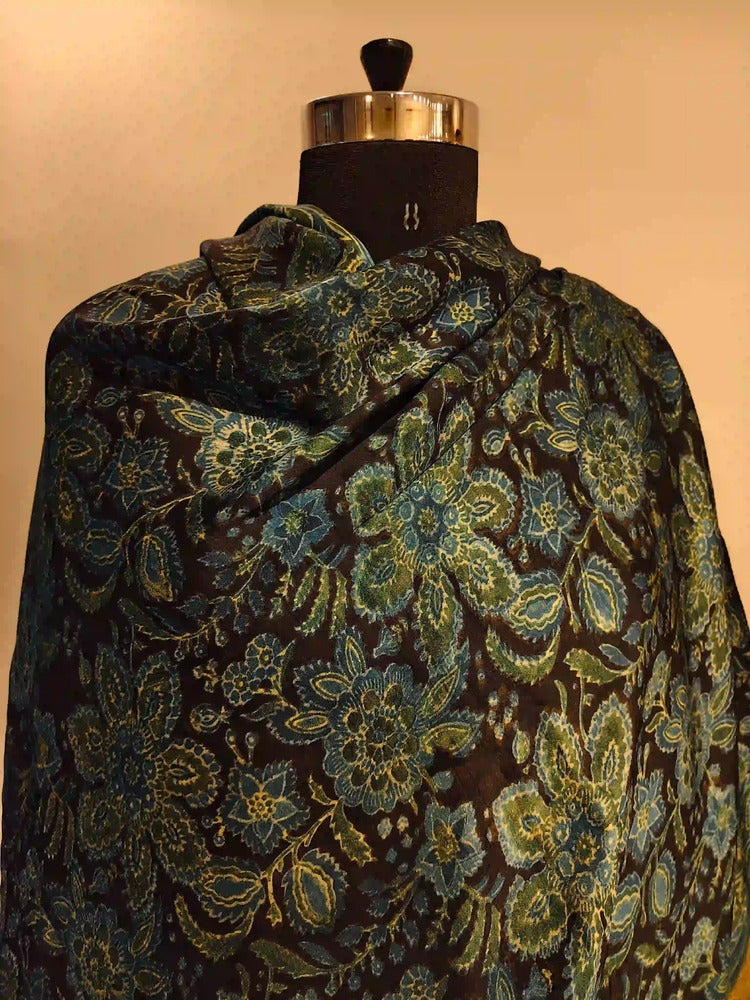Blue Black Dabu Print Dupatta