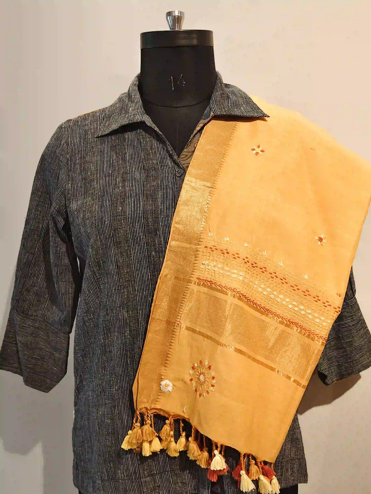 Mustard Yellow Lambani Embroidered Dupatta