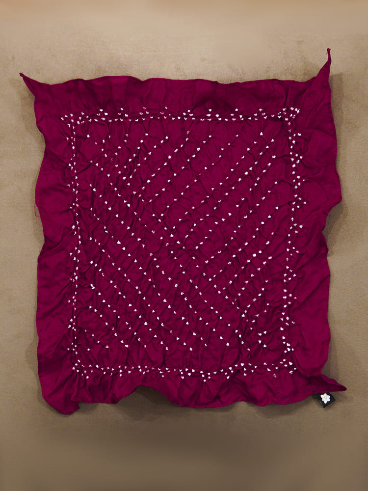Three Pocket Squares Gift Box Rai Bandhani (Maroon,Beige, Red)