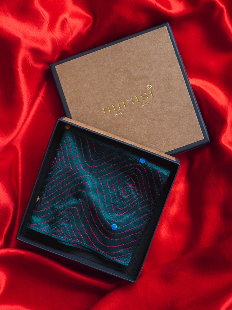 Teal Single Pocket Square Gift Box