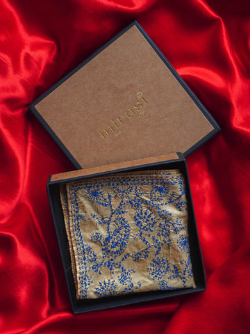 Blue & Beige Single Pocket Square Gift Box