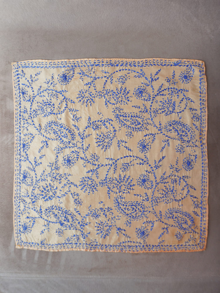 Blue & Beige Single Pocket Square Gift Box