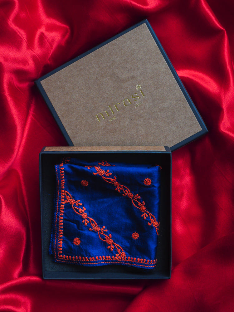 Blue Single Pocket Square Gift Box