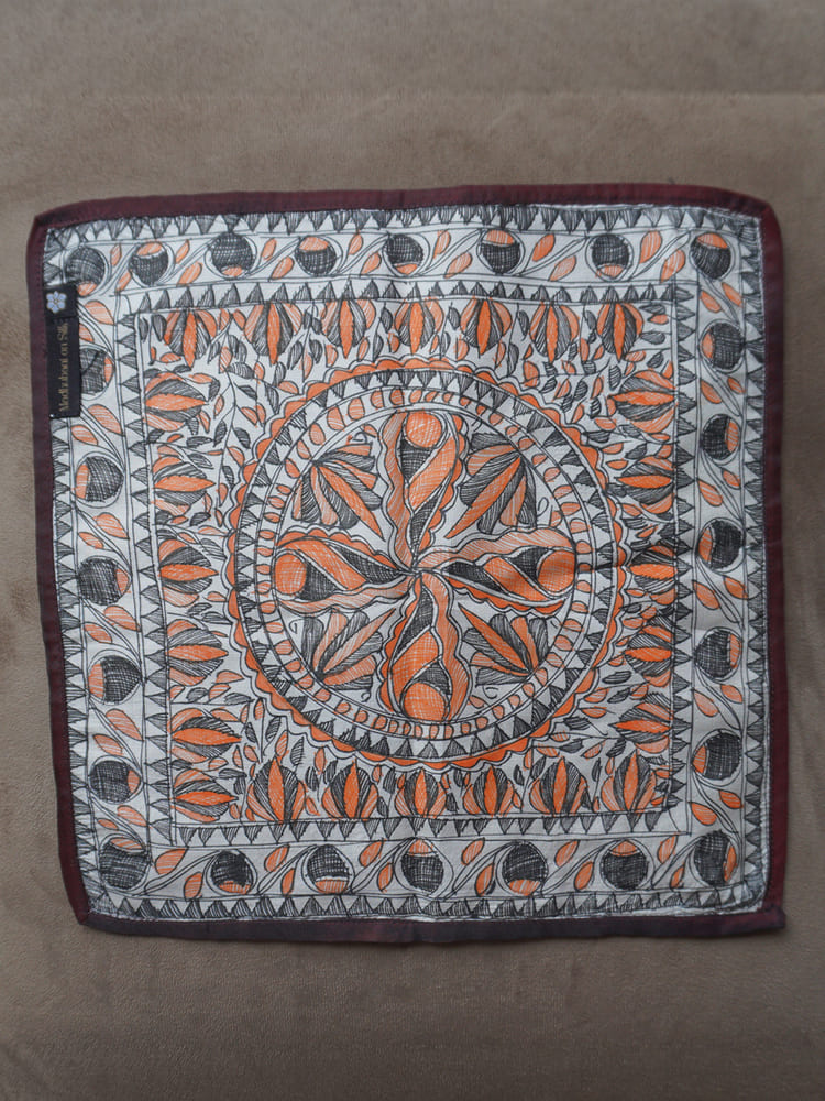 Orange & Black Single Pocket Square Gift Box