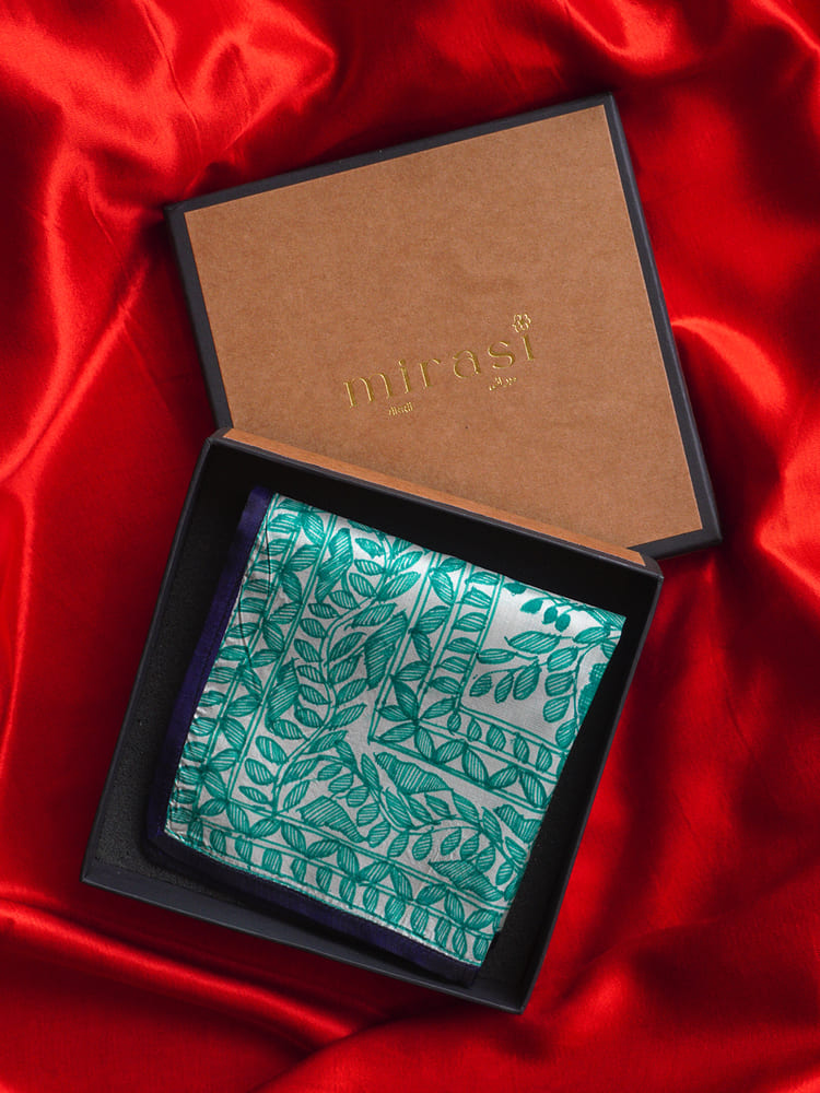 Green & Black Single Pocket Square Gift Box