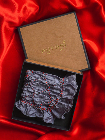 Grey & Beige Single Pocket Square Gift Box