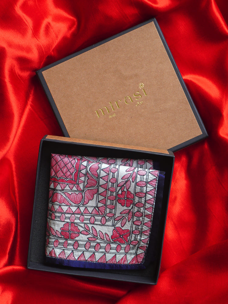 Red & Black Single Pocket Square Gift Box