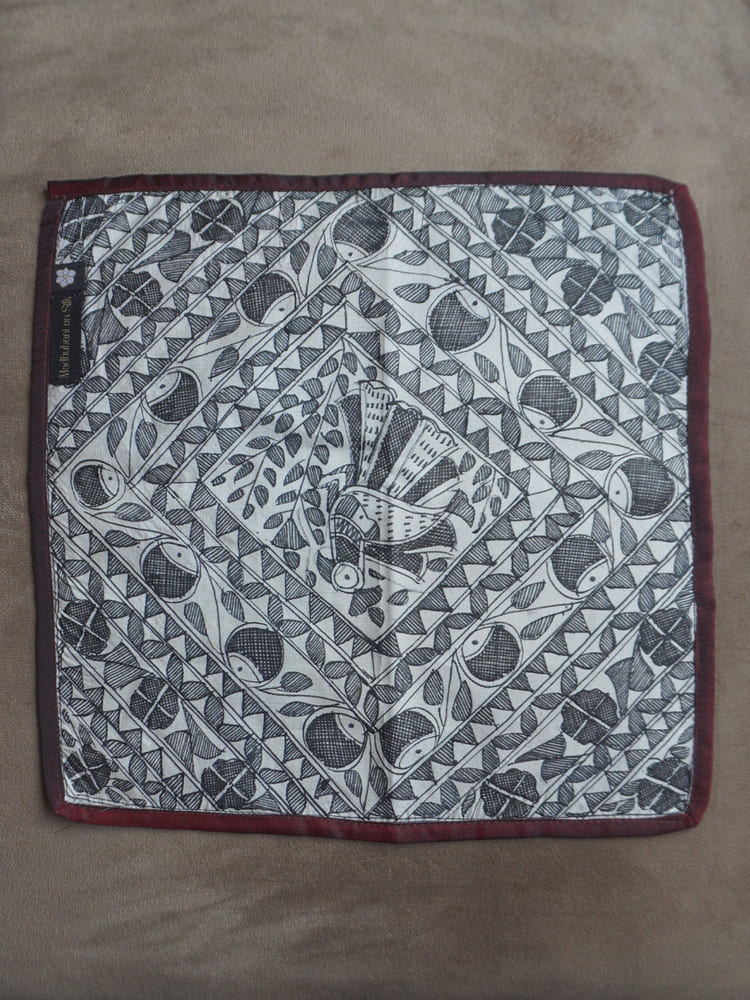 Black & Cream Single Pocket Square Gift Box