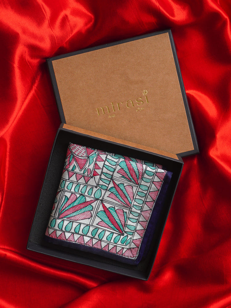Multiple colours & Cream Single Pocket Square Gift Box