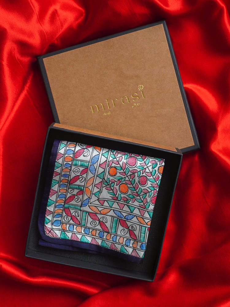 Multiple colours & Cream Single Pocket Square Gift Box