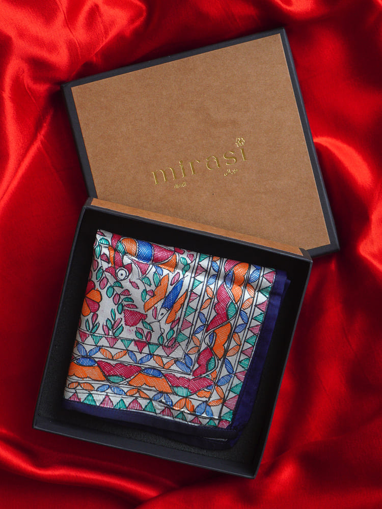 Multiple colours & Cream Single Pocket Square Gift Box