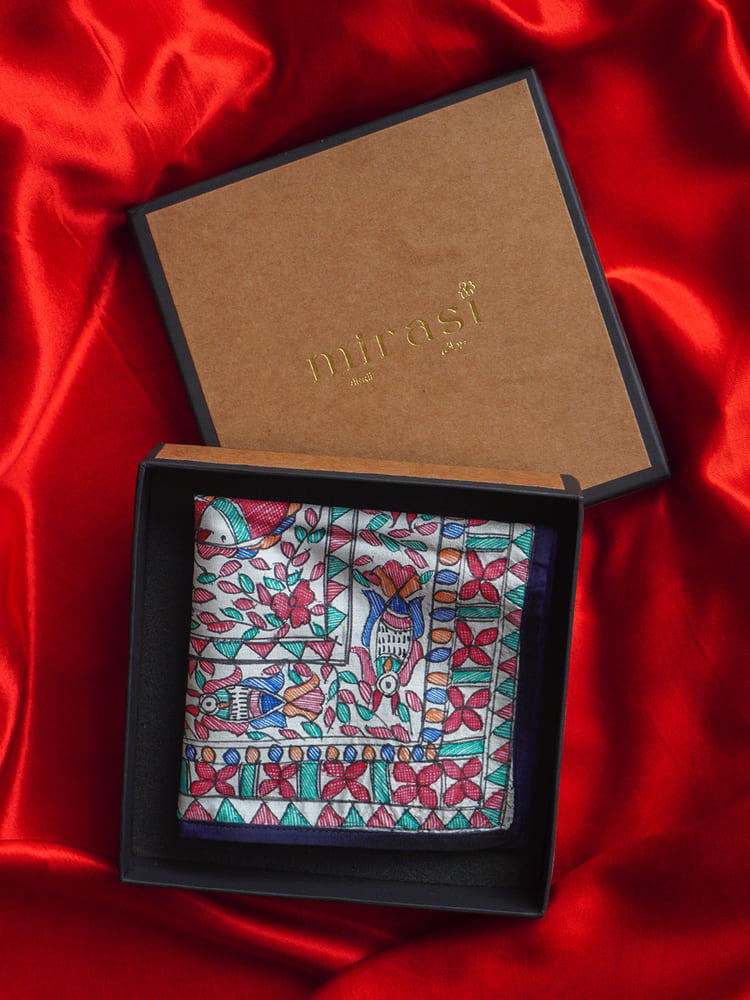 Multiple colours & Cream Single Pocket Square Gift Box