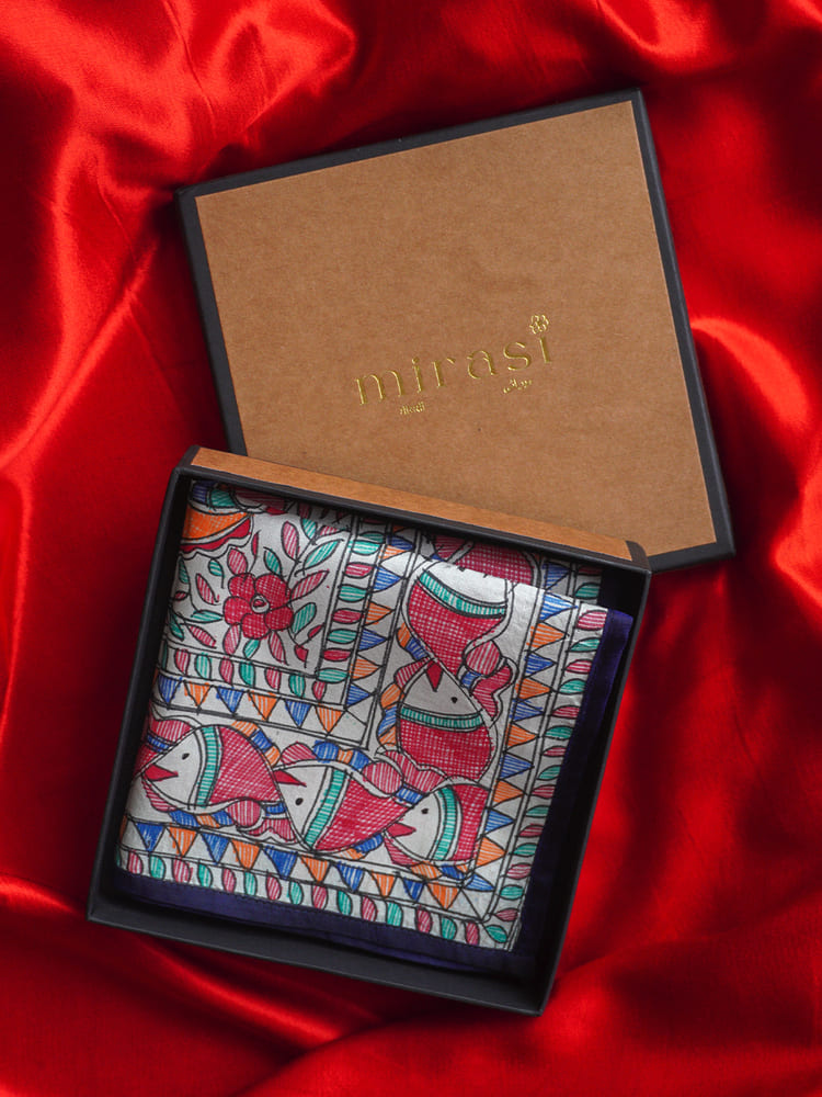 Multiple colours & Cream Single Pocket Square Gift Box