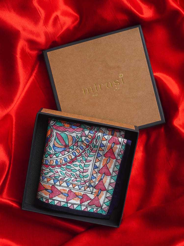 Multiple colours & Cream Single Pocket Square Gift Box