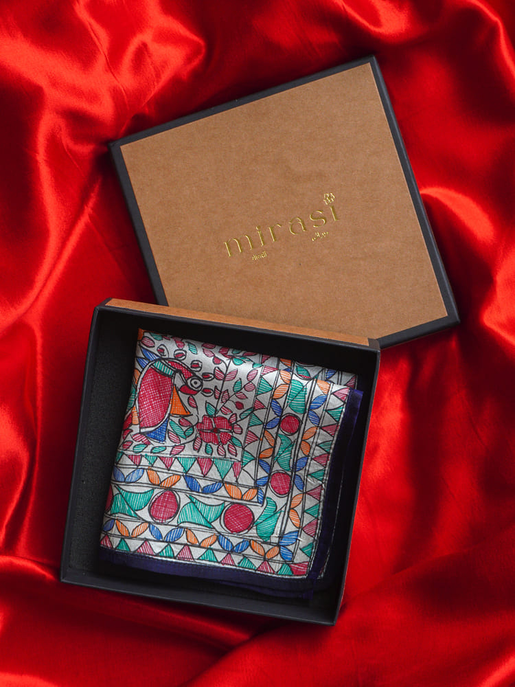 Multiple colours & Cream Single Pocket Square Gift Box