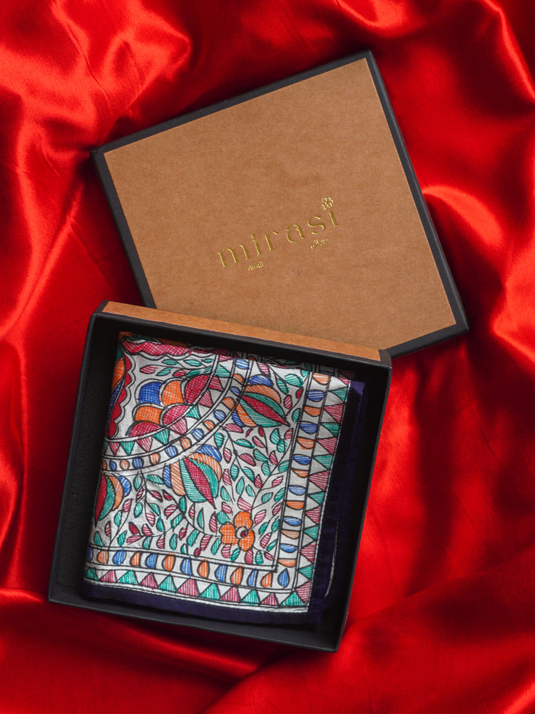 Multiple colours & Cream Single Pocket Square Gift Box