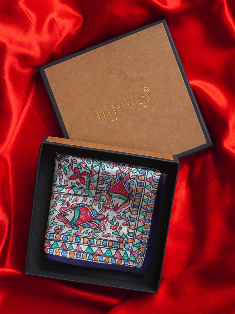 Multiple colours & Cream Single Pocket Square Gift Box