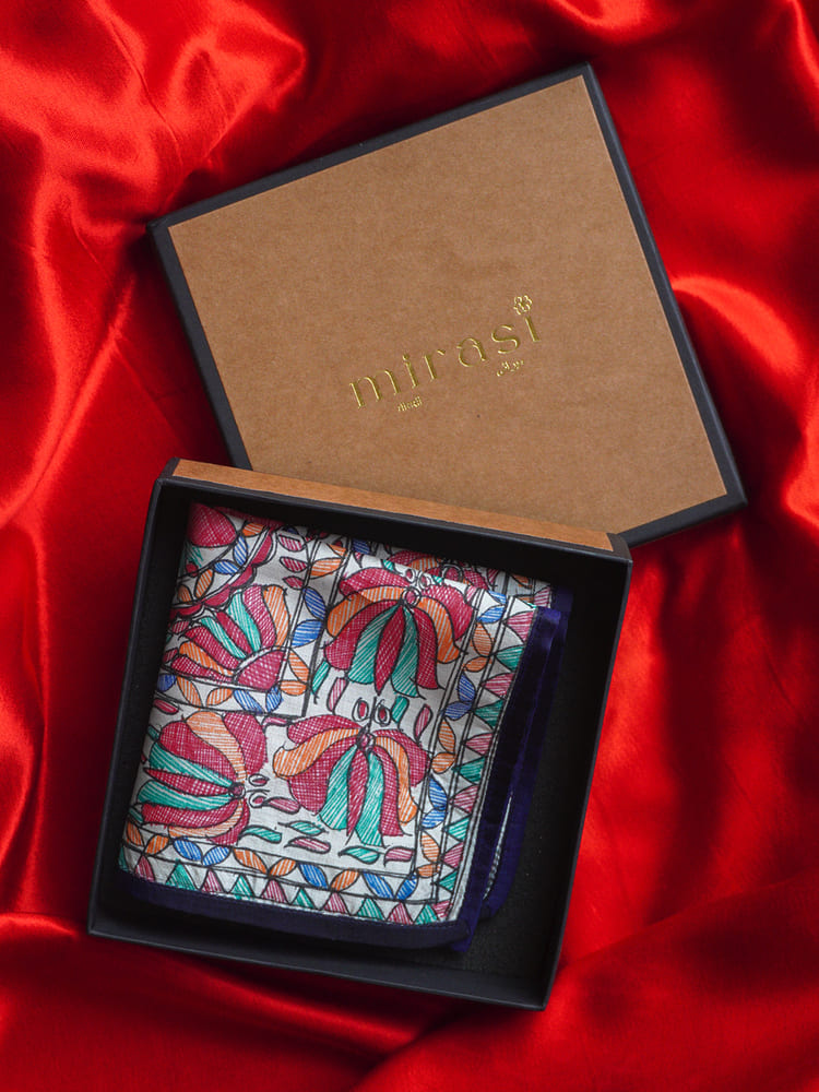 Multiple colours & Cream Single Pocket Square Gift Box