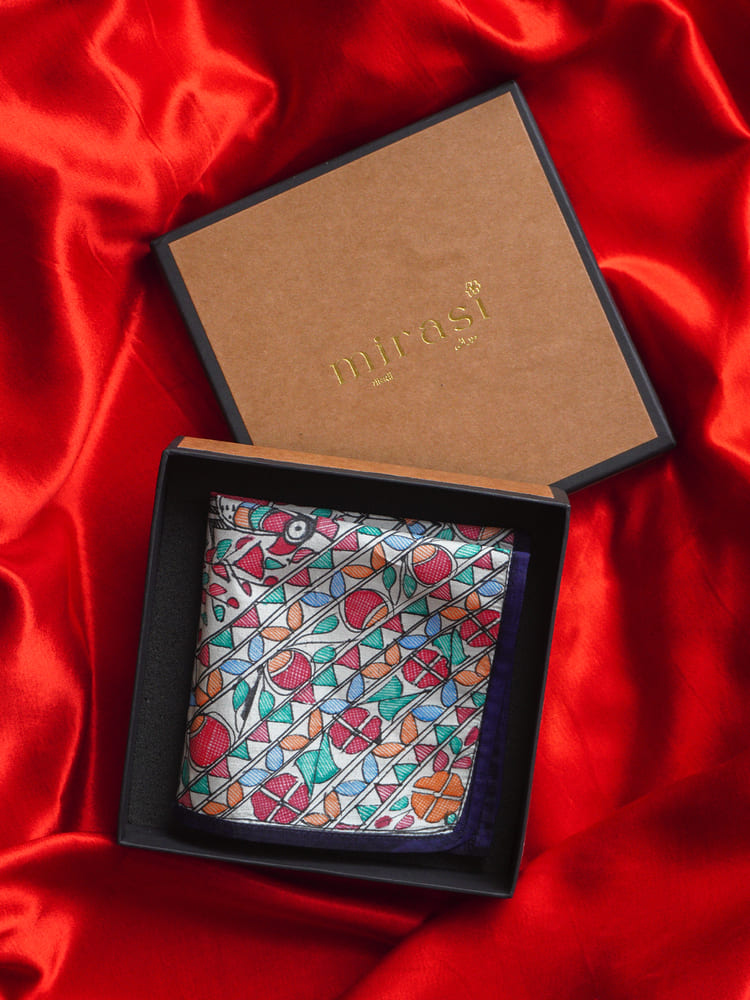 Multiple colours & Cream Single Pocket Square Gift Box