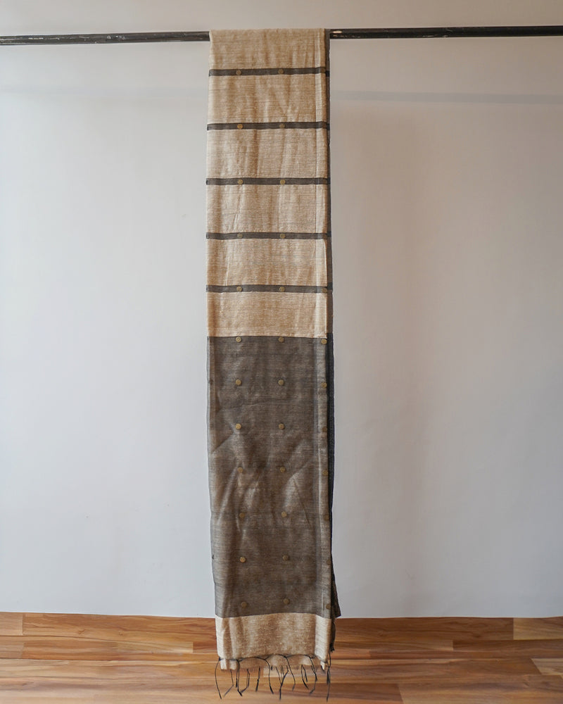 Beige & Blue Bavan Booti Silk Saree