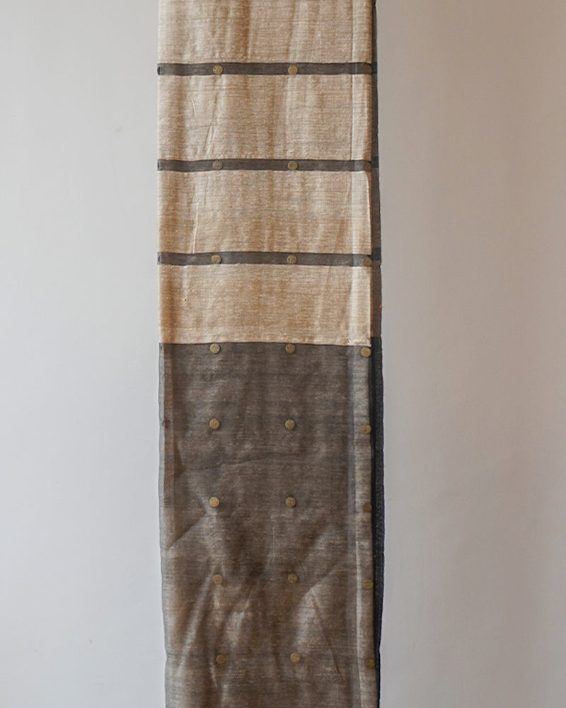 Beige & Blue Bavan Booti Silk Saree