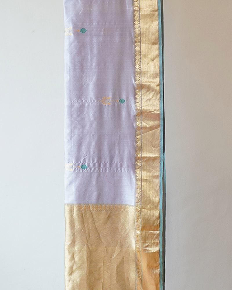 Grey & Beige Chanderi Silk Saree