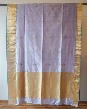Grey & Beige Chanderi Silk Saree