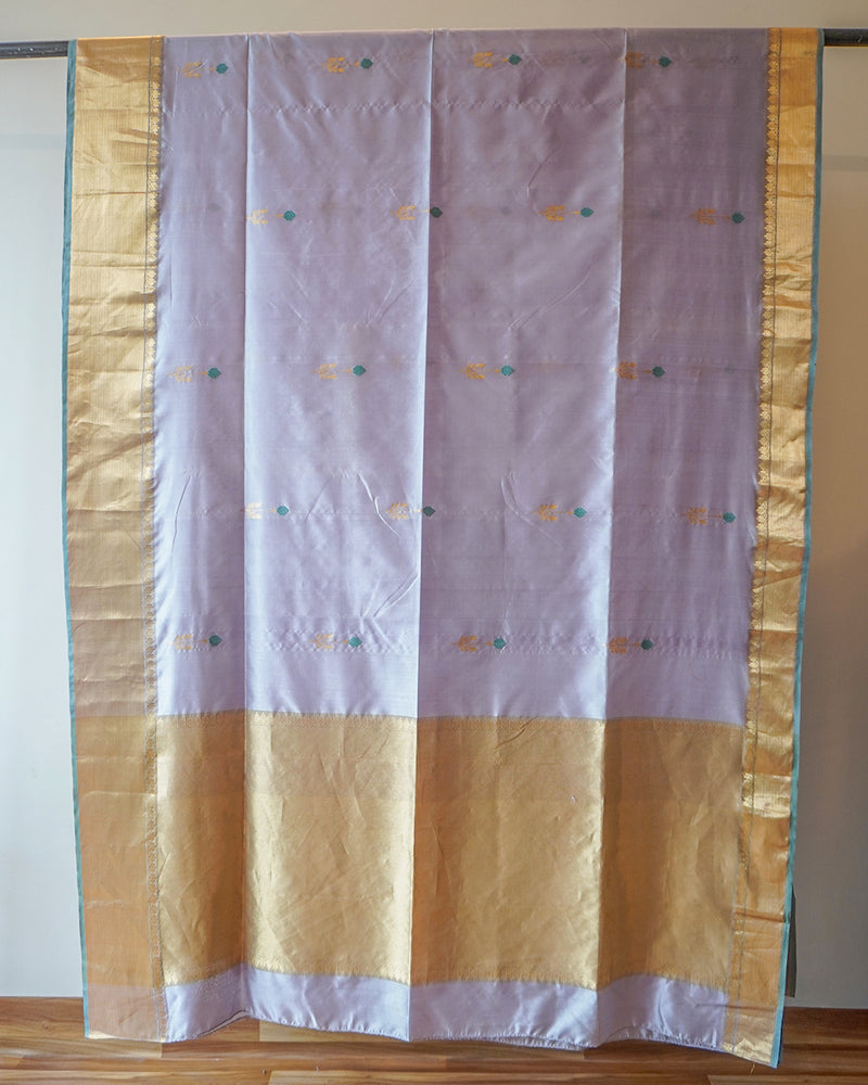 Grey & Beige Chanderi Silk Saree